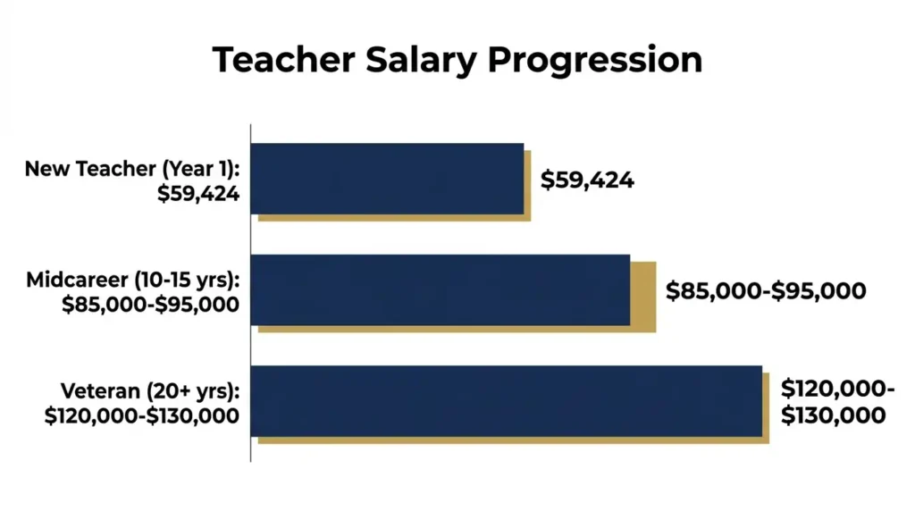 California teacher salary by experience level 2026, from new hire to veteran