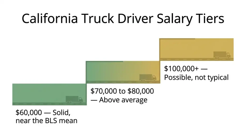 California truck driver salary tiers from ,000 to 0,000 plus showing typical pay verdict