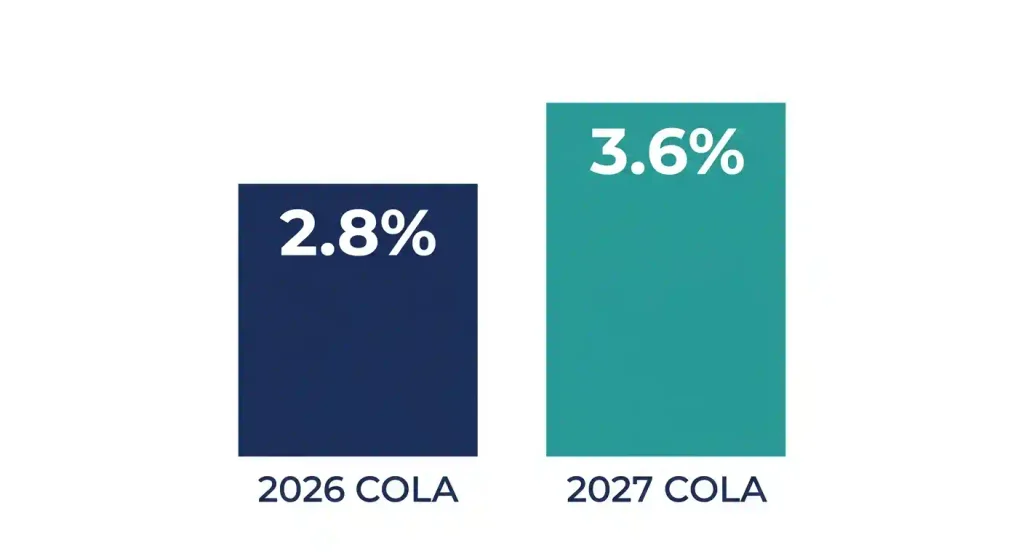 2026 vs 2027 Social Security COLA percentage comparison chart
